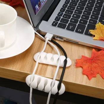 

2pcs Multifunctional Paste Type Wire Cord Cable Holder 5 Holes Wire Organizer Earphone Cables Line Fixer Divider