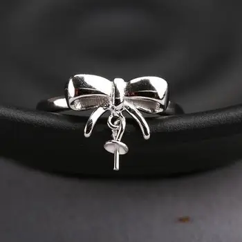 

925 Sterling Silver Engagement Wedding Party Cute Semi Mount Ring 5-8mm Pearl Bead Fine Jewelry White Gold Color DIY Stone