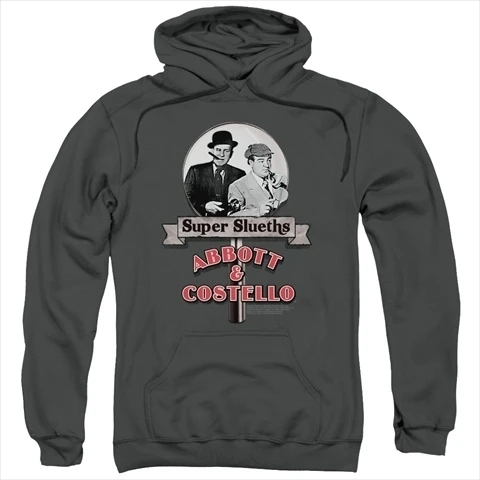 Abbott & Costello-Super Sleuths - Adult Pull-Over Hoodie Charcoal - Extra Large