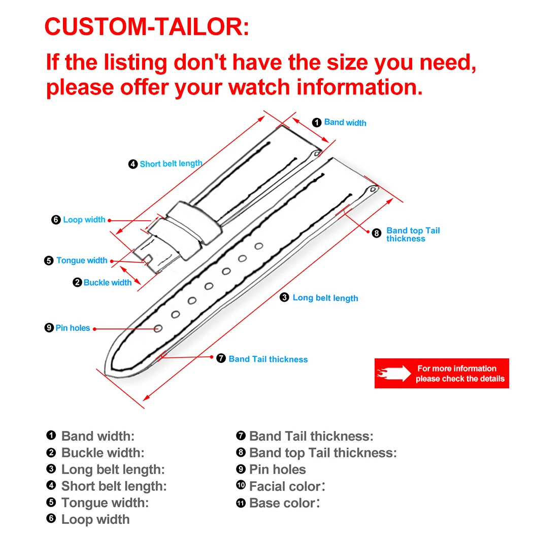 ZLIMSN Top Quality Genuine Crocodile Luxury Round Stripe Crocodile Skin Strap Size Can Be Customized 18mm 19mm 20mm 21mm  22mm