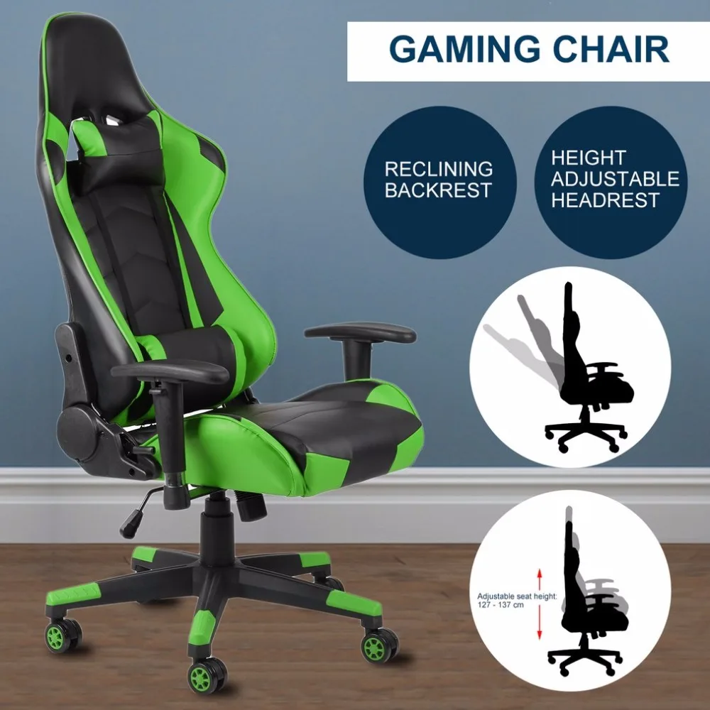 

360 Degree Rotation Rolling Wheels Home Office Computer Desk Ergonomic Height Adjustable Gaming Chair Recliner Racing Chair N