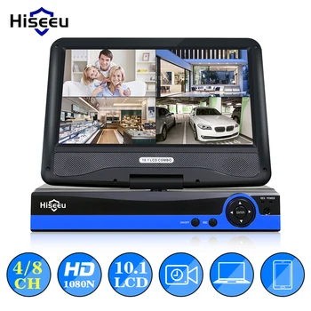 

Hiseeu CCTV 4/8 CH 5IN1 1080N Digital Video Recorder 10.1" LCD Screen AHD/CVI/TVI/analog/IP Home Security System P2P H.264