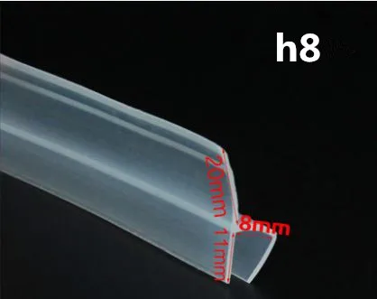 2 м/лот Расширенный F/h форма из силиконовой резины душевая дверь стеклянное уплотнение для окна прокладка уплотнитель для 6/8/10/12 мм стекло - Цвет: h8mm x 2Meters