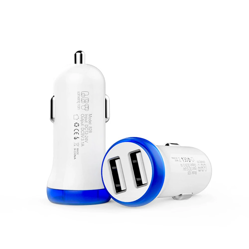 

FBYEG Mini Car Charger Dual USB Charge 2.0/3.0/4.0 Car Chargers 3.1A Charging 2 USB Port Car-Charger For Mobile Phone