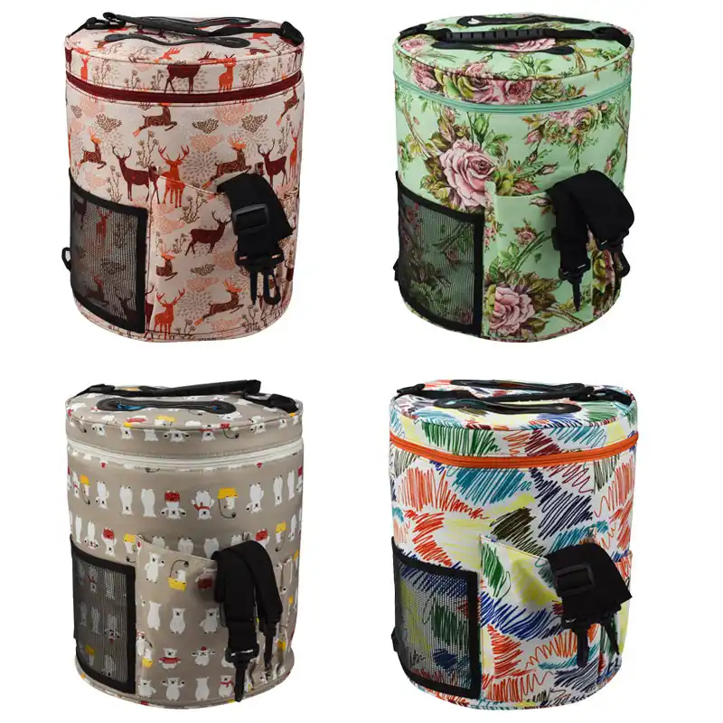 langlebige verwicklung frei stricken tasche garn lagerung tote organizer leinwand tragbare h/äkeln garn ball halter dispenser vorratsbeh/älter korb mit taschen f/ür die reise von yunhigh
