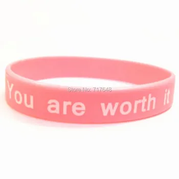 

100 Inspirational Quote You are worth it wristband silicone bracelets free shipping by ePacket A