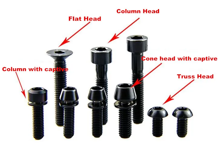 Титановые болты для руля велосипеда гарнитура зажим M5 M6 конус колпачки с шайбой колонна головка черный цвет Ti винты Ti Застежка 6 шт
