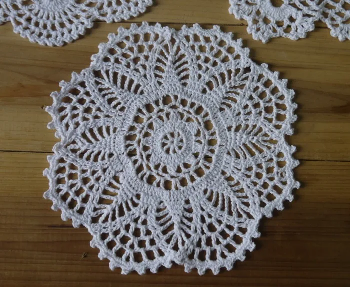Handmade Crochet Doily placemat cup mat applique pineapple flowers