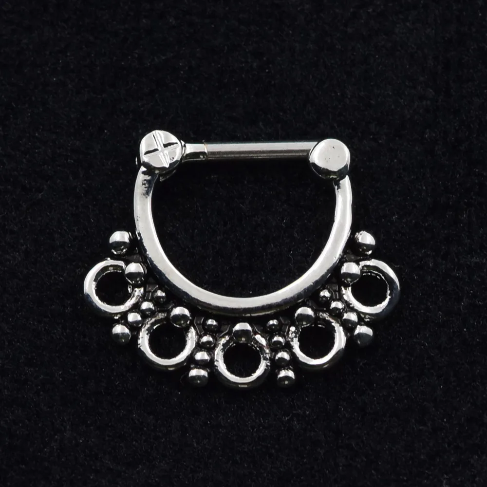 Septum clicker nose piercings jewelry Black Flower Petals 316L Black