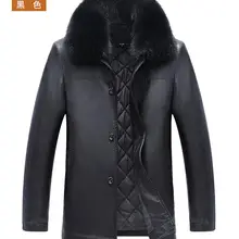 M-4XL хит зимняя мужская новая модная кожаная куртка с лисьим воротником для отдыха