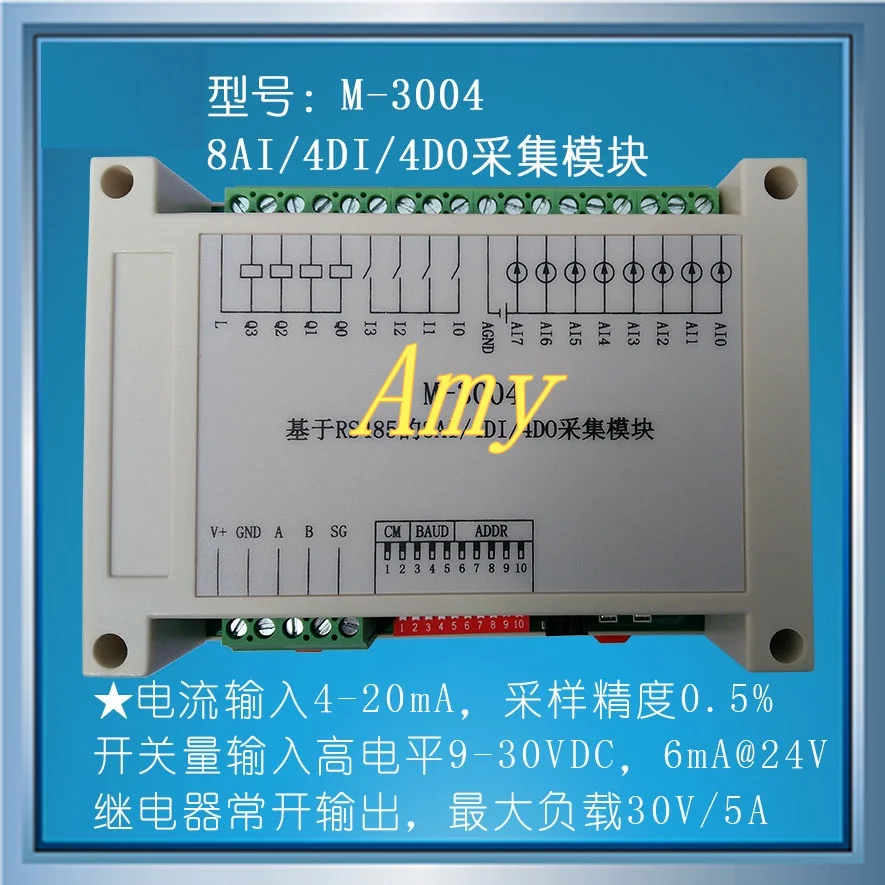 

M-3004 Modbus based 8AI/4DI/4DO acquisition module (current / active / relay)