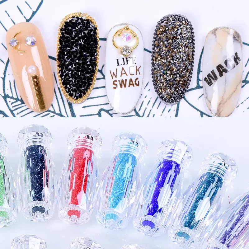 

Glass point Nail Rhinestone Crystal Beads Sharp Bottom Micro Iridescent 3D Nail Art Decoration Manicure Tips Accessories