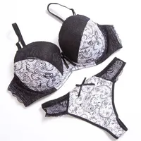 Ensemble de soutiens-gorge push-up sexy en dentelle pour grandes tailles (70, 75, 80, 85, 90, 95C, D, E, F), lingerie blanche en coton fin, ensemble BHS pour filles et femmes B3- 1