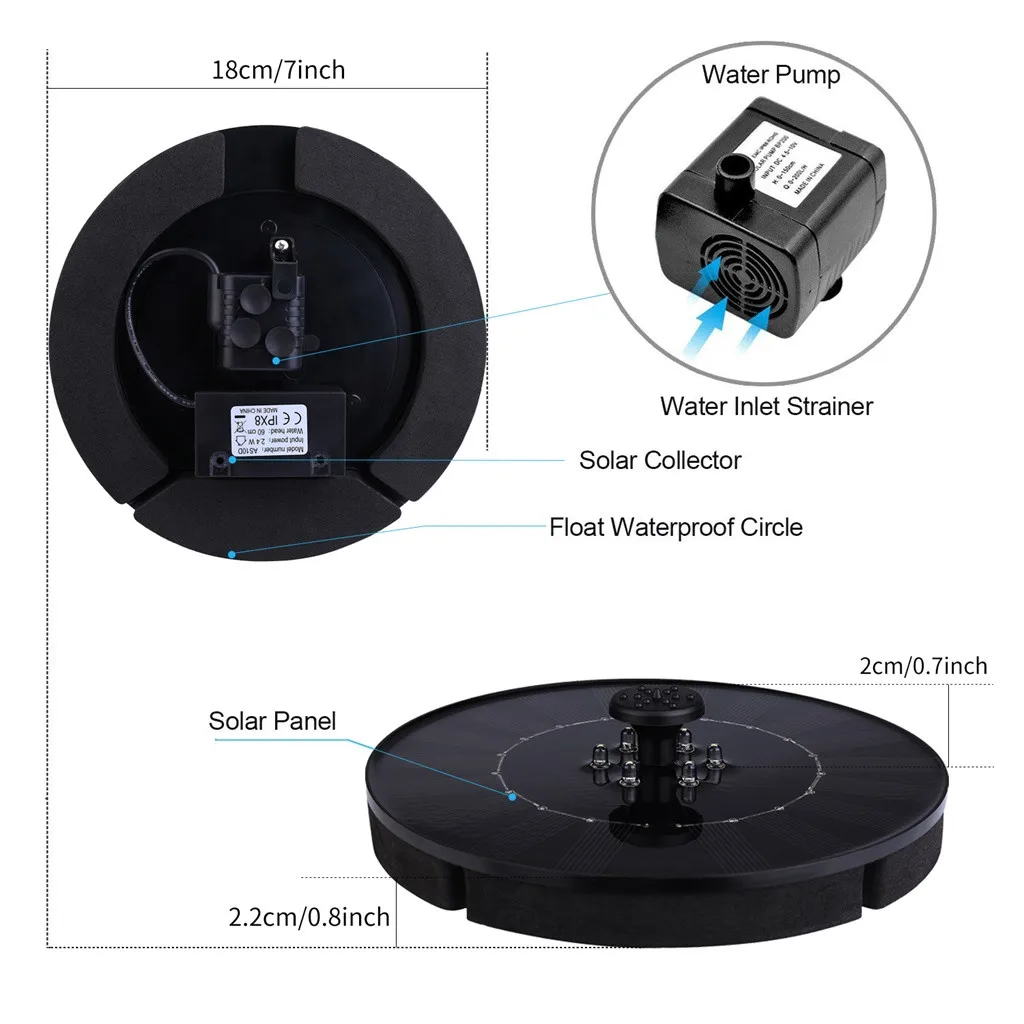 Солнечный фонтан открытый Солнечный питанием птица ванна фонтан воды для бассейна сад полив Инструменты Мини фонтаны украшения сада#3