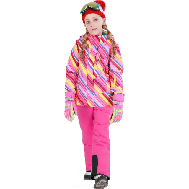 Cheap free shipping Winter Girls Ski Set Outdoor Windproof Girls Ski Jacket+Bib Pants 2 pcs Kids Snow Ski Suit aTST0220