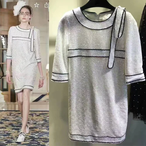 

2017 white elegant office dress fashion casual slim dress,runway summer dress for girls,amazing sequins party dresses vestidos