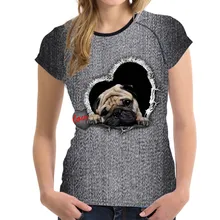 FORUDESIGNS Fashion Women T Shirts Short Sleeve Kawaii 3D Animal Cat Pet Dog Printed T Shirt