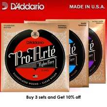 D'addario Pro Arte нейлоновые Классические гитарные струны набор, нормальное/жесткое натяжение EJ43 EJ44 EJ45 EJ46 EJ49 EJ59