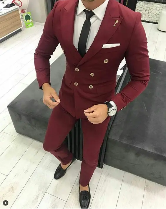 Latest Coat Pant Designs Dark Red Men 