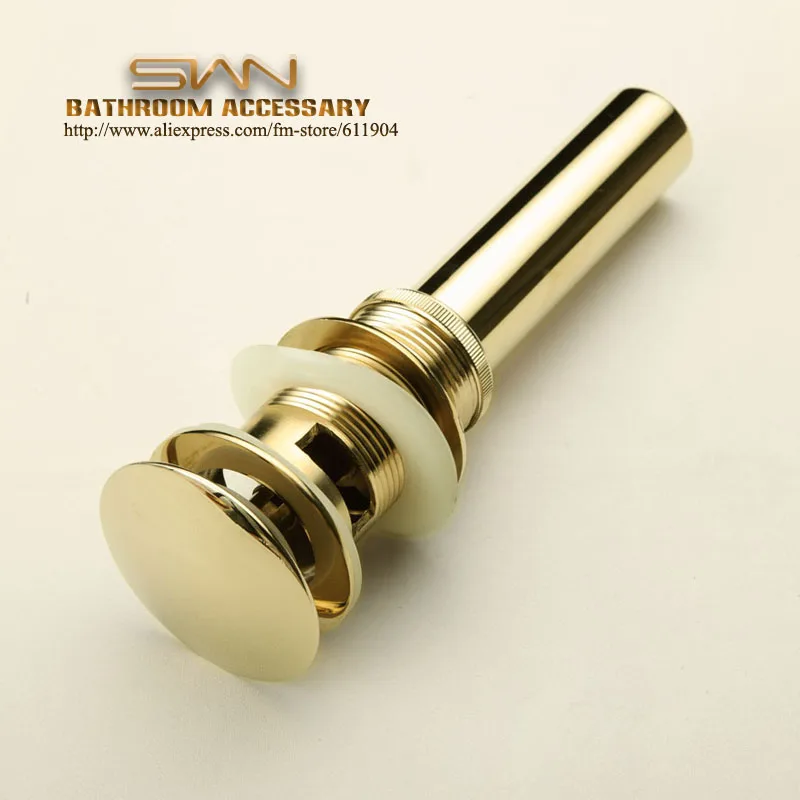 Gold Color Finish Bathroom Bath Sink Lavatory Lav Vessel Faucet Pop Up