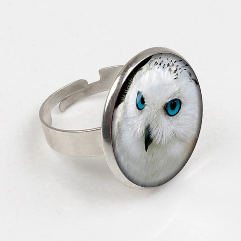 

2019 Hot Sale Owl ring White Owl Jewelry Fashion Glass ring Men Women
