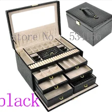 Серьги, ожерелье, подвеска, ювелирные изделия, органайзер, дисплей, коробка с полками, черная Подарочная коробка, кожаная коробка для ювелирных изделий