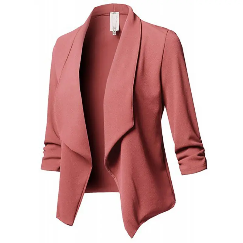 

New Arrival Women Autumn Winter Pleated Solid Color Jackets Lapel Casual Long Sleeves Slim Warm Coat Office Lady Female Blazer