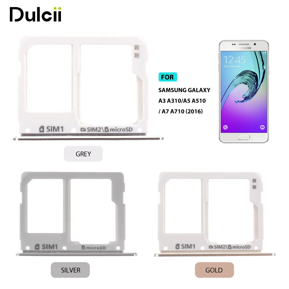 Dulcii для Galaxy A 3 sm a310f (2016) OEM SIM/карта памяти MicroSD держатель лотка Слот samsung A3 A310/A5 A510/A7