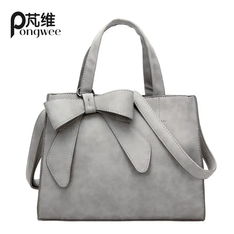 PONGWEE Simple Handbag Inclined Bowknot adornment font b Shoulder b font Ladies font b Bag b