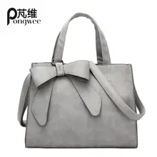 PONGWEE Simple Bolso Inclinado Bowknot adorno Hombro de Las Señoras Bolso de Las Mujeres de Alta Calidad de LA PU Sac 2016 Mujer de Los Bolsos de Las Mujeres