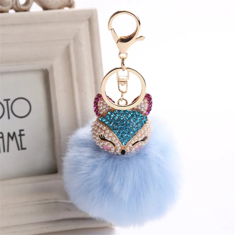 2Pc Red Pom Pom Faux Fur Keyring Chain Elf Xmas Bag Pendant Charm Kids Gift