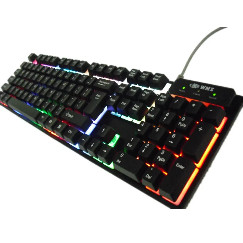 CK104 Black / White Keyboard Rainbow LED Backlight Game Keyboard QWERT
