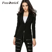 От страуса,, куртки, блейзер для женщин, Повседневный, длинный рукав, на пуговицах, с открытой спиной, выдалбливают, бандаж, Jaqueta Feminina Oct9