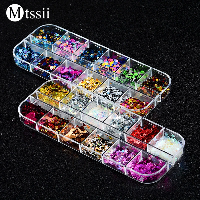 Mtssii 1 компл.. смешанный цвет 3D ультратонкие Блестки для ногтей Мерцающая Снежинка