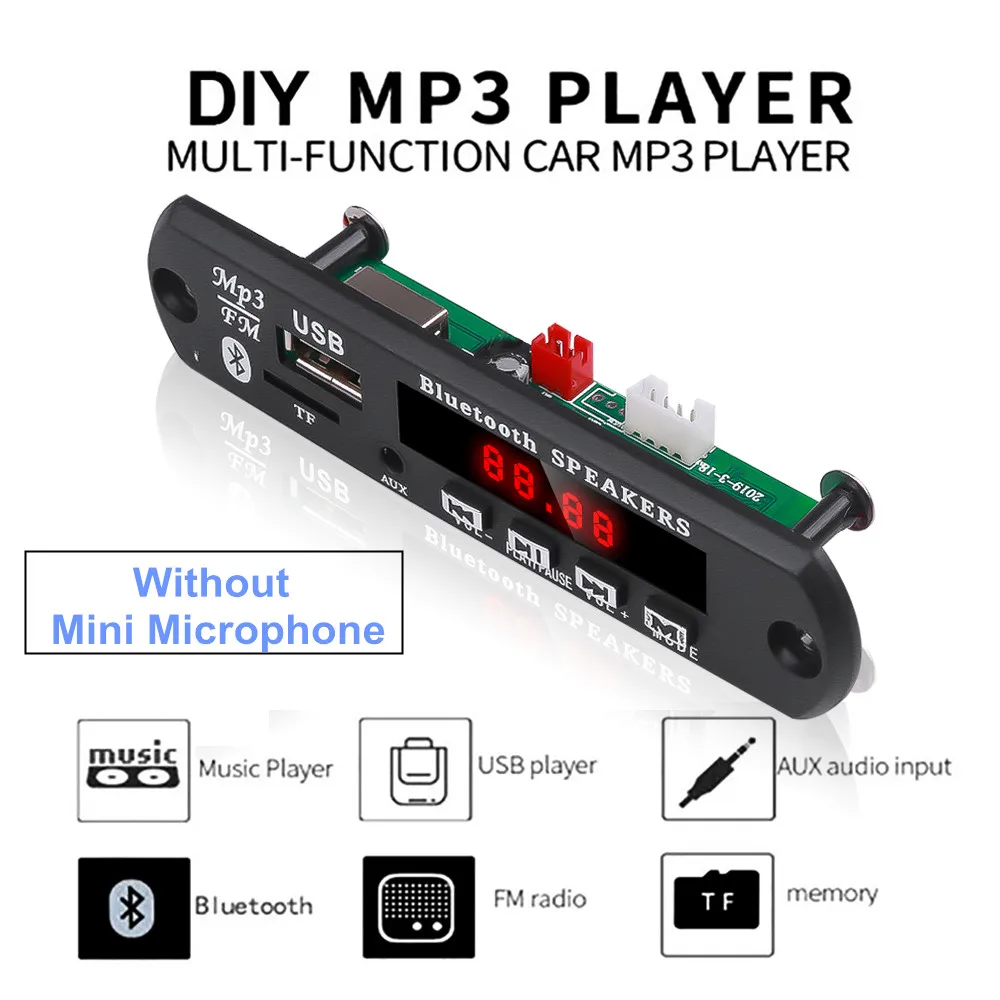 5 V-12 V автомобильное FM радио модуль Bluetooth Handsfree Car Kit USB TF карты 3,5 мм AUX Беспроводной WAV MP3 плеер декодер доард с Управление