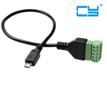 

USB 2.0 micro 5Pin male to 5 Pin/Way Female Bolt Screw Shield terminals Pluggable Type Adapter cable 0.3m