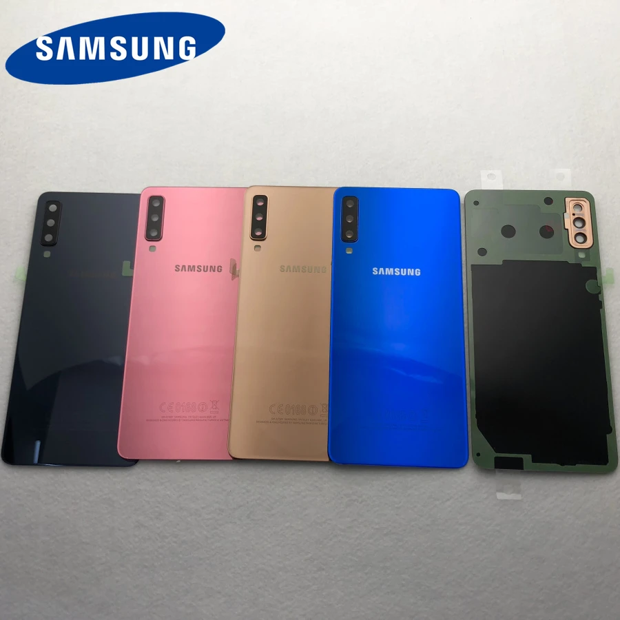 Для samsung Galaxy A7 Задняя крышка батареи A750 чехол A750F SM-A750 задняя дверь корпус стеклянная панель запасные части