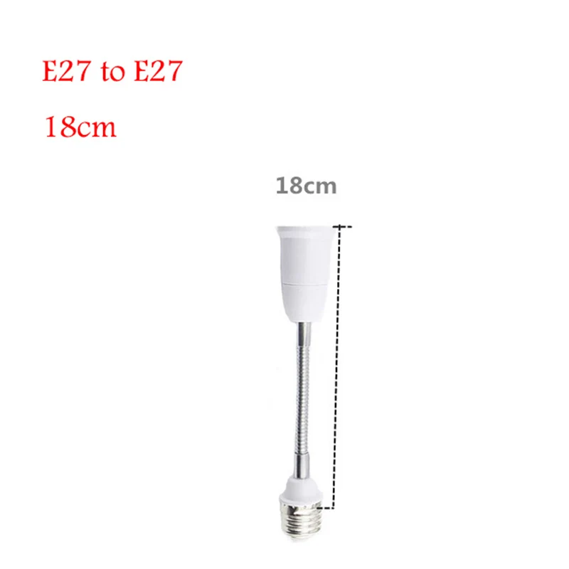 E27 светодиодный светильник цоколь лампы постоянного тока в постоянный преобразователи E27 для E27 разъем гибкий удлинитель настенный светильник адаптер держатель лампы 18 28 38-48 58 см - Цвет: 18cm