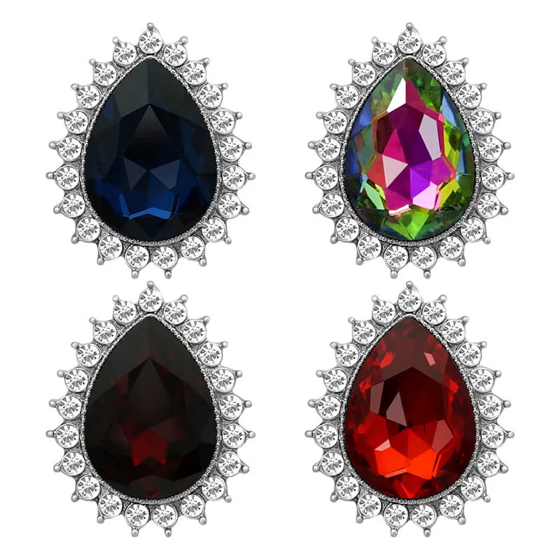 

New Beauty Rhinestone Drop Faceted Crystal 18mm snap buttons colorful fit 18mm snap necklace jewelry wholesale KZ3441 Gift