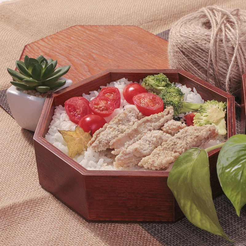 Japan Style Wooden Lunch Box Solid Wood Outdoor Picnic Sushi Box Dry