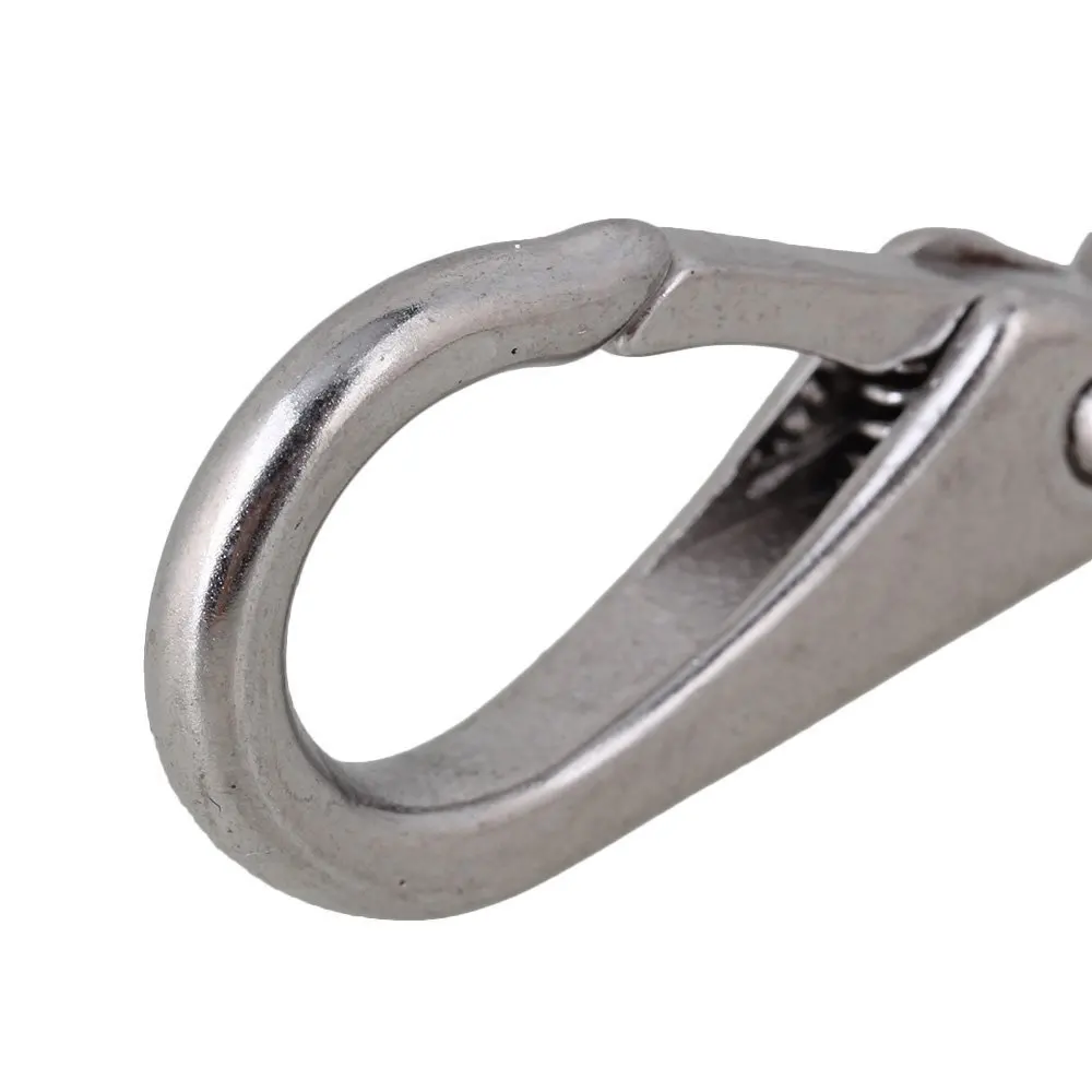 304 Stainless Steel 55mm Silver 0# Carabiner Lock Boat Clip Hook Fixed Eye Hook Link Set