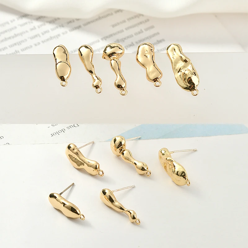 

Copper-plated 18K authentic gold abstract irregular shaped silver needle DIY handmade earrings and Earrings accessories
