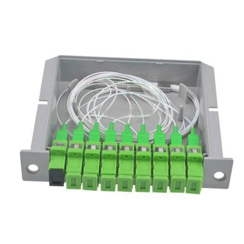 10 шт./пакет SC APC plc 1x8 Splitter Волокно оптического окна FTTH PLC Splitter коробка с 1X8 планарного типа оптический разветвитель