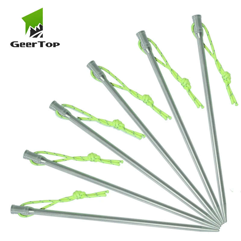 

GeerTop Heavy Duty Titanium Tent Peg Stakes Hard Ground Stable Replacement Nail Camping Tent Gear for Backpacking Hiking Outdoor