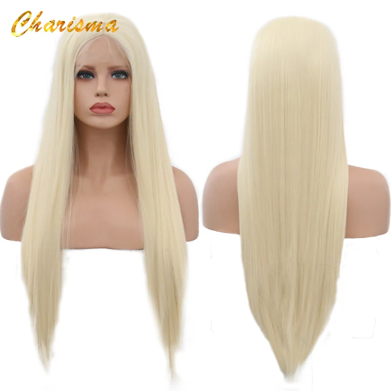 Charisma ручная вязка #613 цвет волос высокотемпературные волосы прямые синтетические волосы на кружеве парик для женщин с волосами младенца