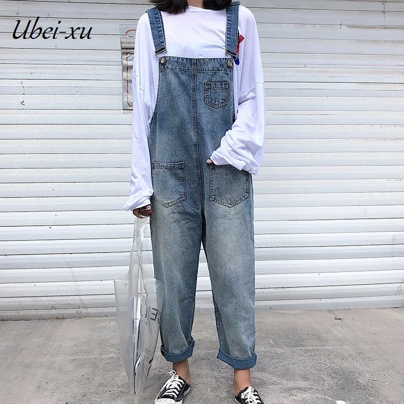 

Ubei2019 Spring leggings loose fashion jeans high-waist plus size XL blue demin hole casual overalls large women Jumpsuits