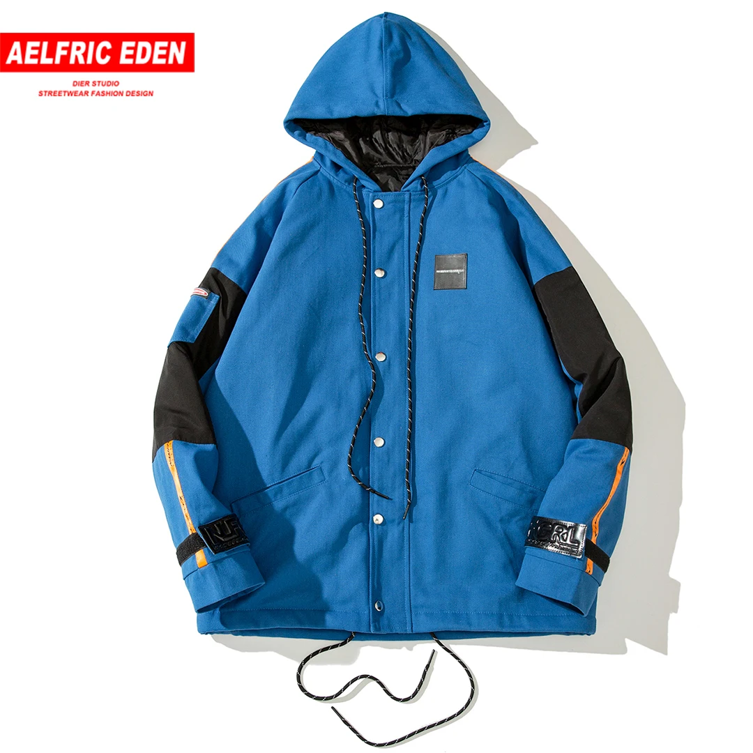 

Aelfric Eden 2018 Autumn Winter Men Women Streetwear Hooded Casual Jackets Coats Overcoat Hip Hop Windbreaker Cotton Jacket Wa19