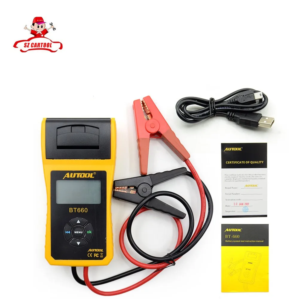 New Arrival AUTOOL 12V Car font b Battery b font Load Tester with printer BT660 Multi