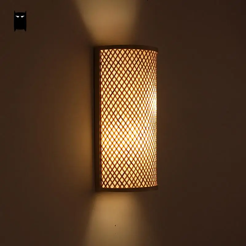 Bambus Wicker Rattan Schatten Tunnel Wand Lampe Leuchte Rustikalen