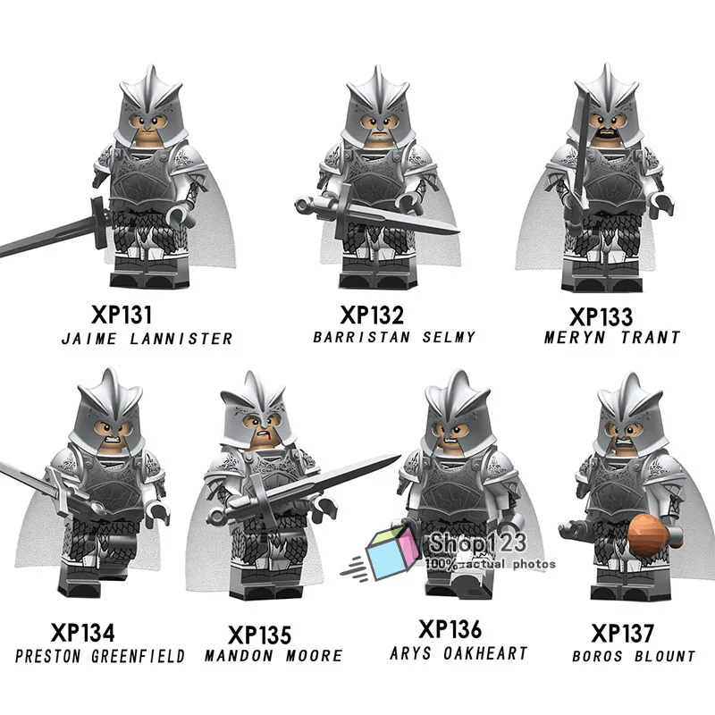 

7PCS/LOT Game of Thrones TV Figures Legoings Ice and Fire Kingsguard Medieval Knight Building Blocks Toys for Children Gifts Set